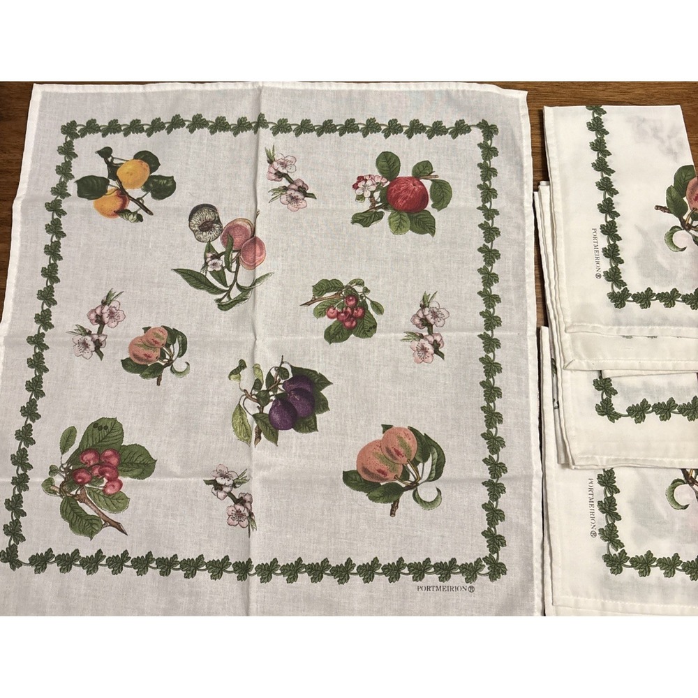 Vintage Portmeirion BOTANIC GARDENS Cotton Napkins‎ - Set Of 4 - Summer Fruits
